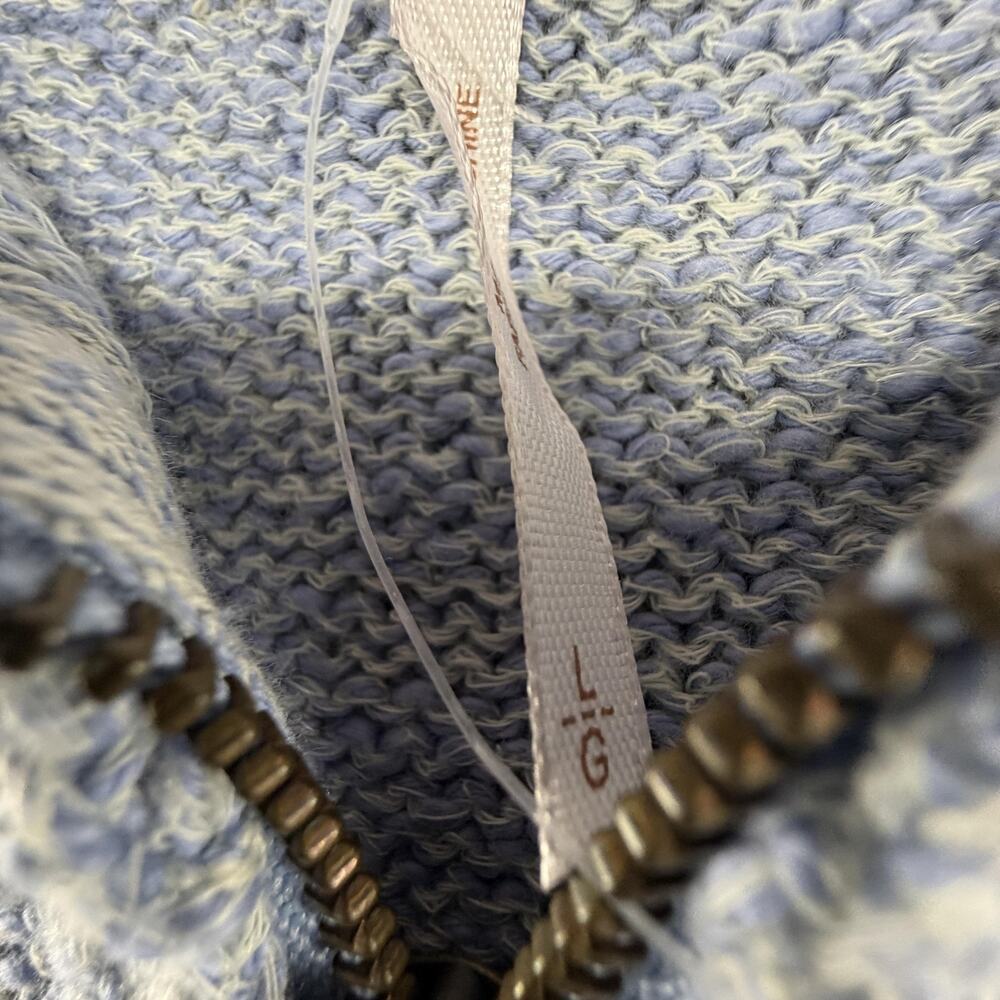 Free People Sweater Dress Womens Large Blue Cable Knit Zip Long Sleeve Mini - Picture 10 of 14
